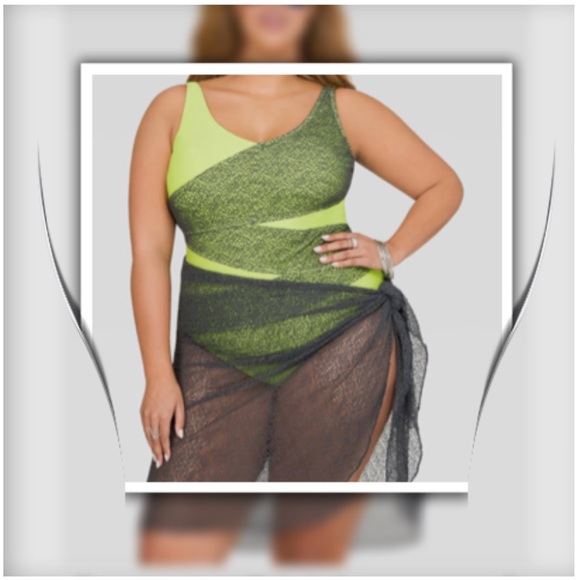 New Plus Size Women’s Ladies ASHLEY STEWART Long Mesh Swimsuit Sarong Co… - Picture 2 of 7